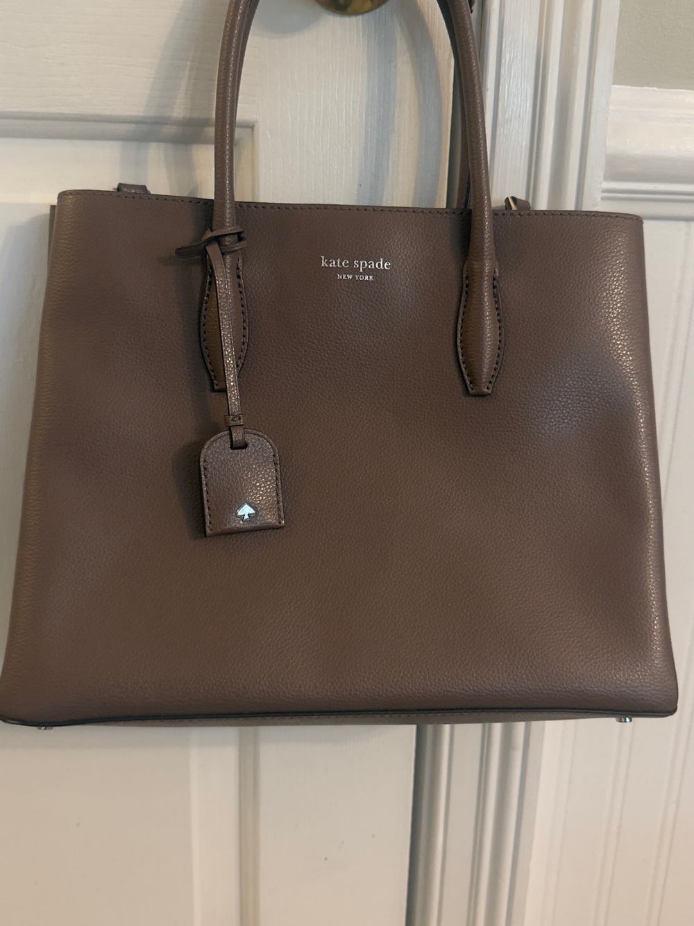 kate spade brown pebbled leather tote with tag